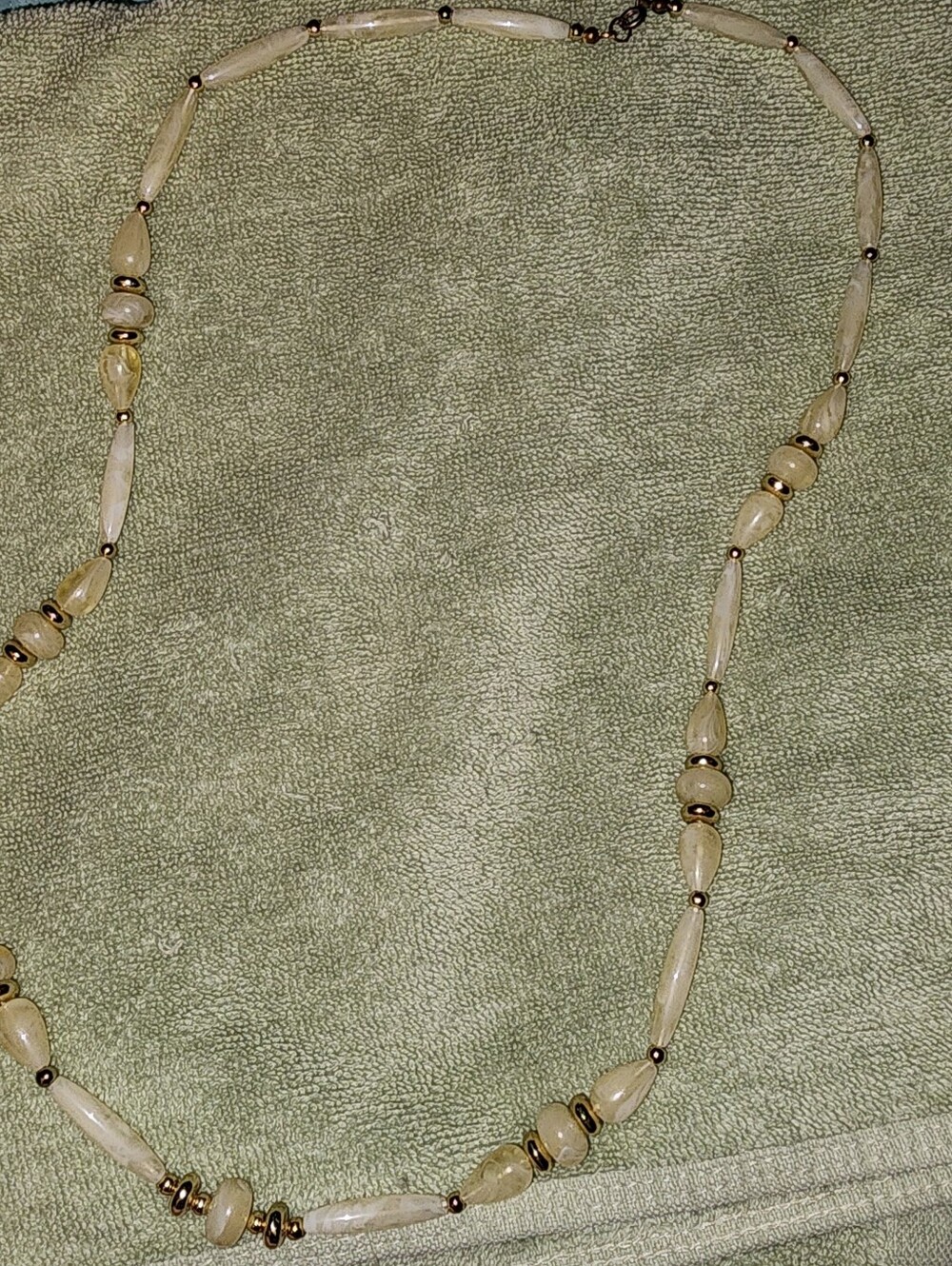 Beaded Cream Pearl and Gold Accent Necklace - Women Jewelry